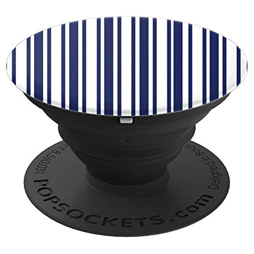 Navy Blue Decorative Stripes Design Pop Socket PopSockets Grip and Stand for Phones and Tablets