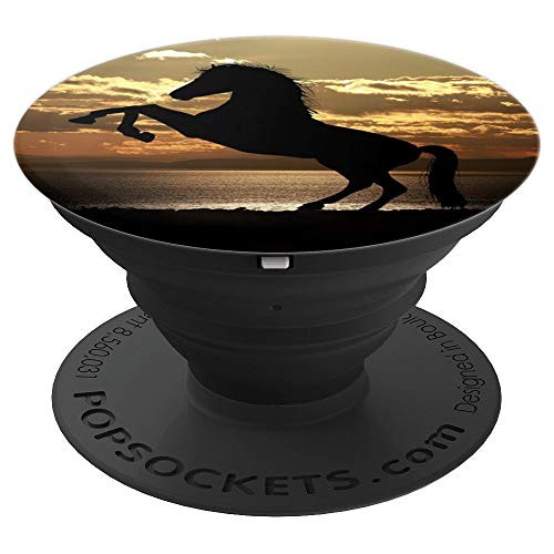 riding Horse rider pony stallion animal sunset sunrise horse PopSockets Grip and Stand for Phones and Tablets