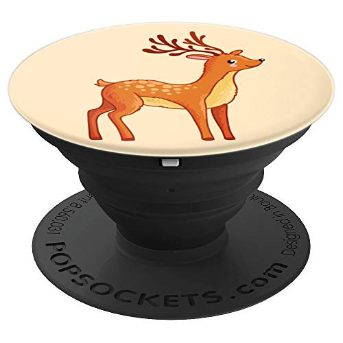 Beautiful Brown Deer on Yellow Background Dotted Hind PopSockets Grip and Stand for Phones and Tablets