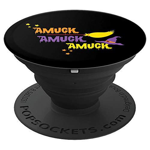 Amuck Witches Hat Broomstick Happy Halloween PopSockets Grip and Stand for Phones and Tablets