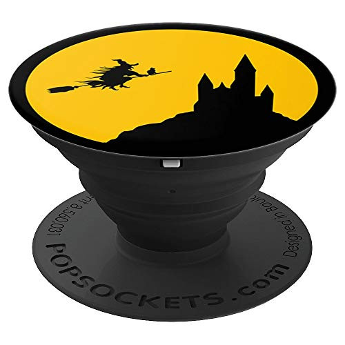 Witch Riding a Broom Haunted House Halloween Scary PopSockets Grip and Stand for Phones and Tablets Witch Riding a Broom Haunted House Halloween Scary PopSockets Grip and Stand for Phones and Tablets