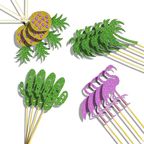 60pc Cake Toppers Pineapple Flamingo Coconut Palm cupcake picks for Luau Hawaii Birthday Wedding Beach Party Decoration 60pc Cake Toppers Pineapple Flamingo Coconut Palm cupcake picks for Luau Hawaii Birthday Wedding Beach Party Decoration