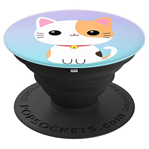 Cute Happy Cat Cartoon Kitten Lucky Kitty Cats Calico PopSockets Grip and Stand for Phones and Tablets