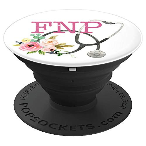 Floral Watercolor stethoscope FNP Family Nurse Practitioner PopSockets Grip and Stand for Phones and Tablets