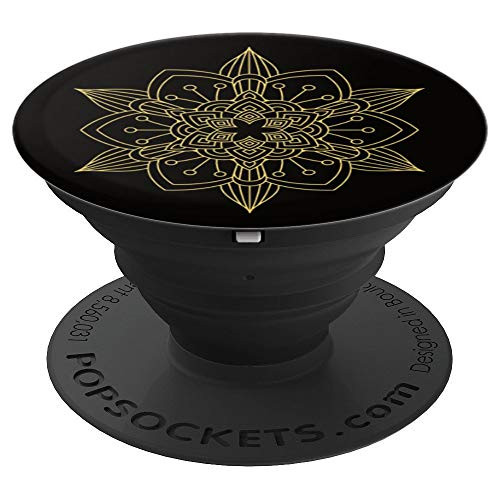 Mandala Positive Energy Peace Mandala Sky Gold Ink PopSockets Grip and Stand for Phones and Tablets
