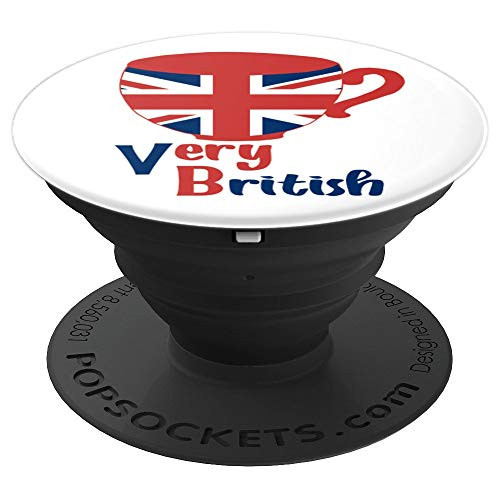 British Flag Tea Cup Union Jack England UK PopSockets Grip and Stand for Phones and Tablets