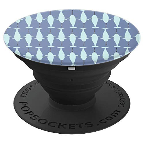 Pretty White Narwhal Whale Design with Light Blue Background PopSockets Grip and Stand for Phones and Tablets