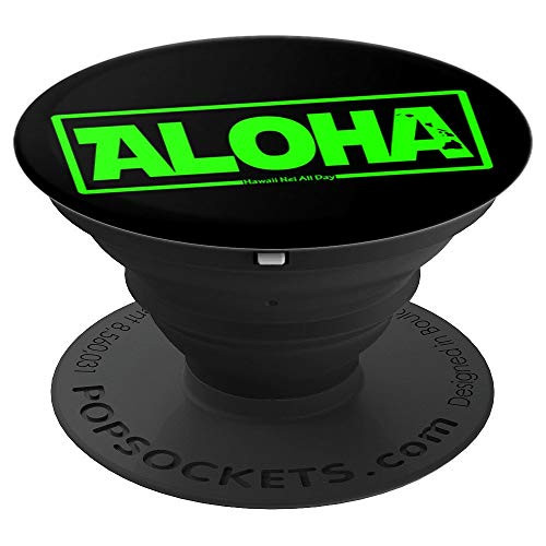 Aloha Hawaiian Islands Green Ink by Hawaii Nei All Day PopSockets Grip and Stand for Phones and Tablets
