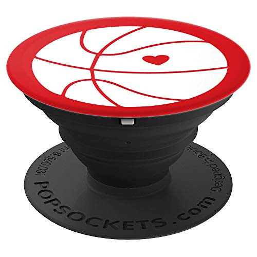 Love Basketball Heart Red Heart Red Background PopSockets Grip and Stand for Phones and Tablets