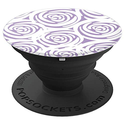 White Roses on a Lavender Purple Background PopSockets Grip and Stand for Phones and Tablets