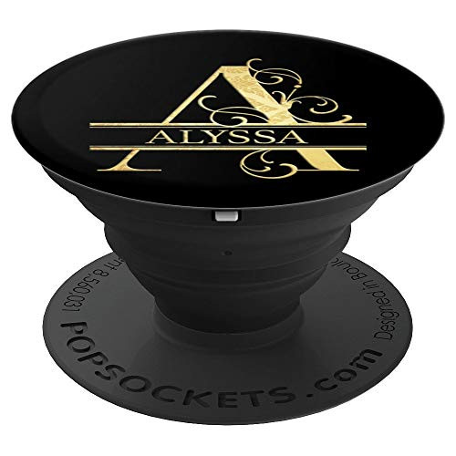 Golden Elegant Style Alyssa Name PopSockets Grip and Stand for Phones and Tablets