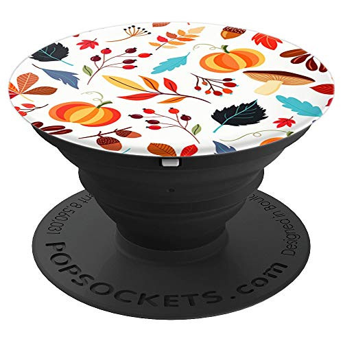Fall Autumn Pumpkin Leaves Pattern for Thanksgiving PopSockets Grip and Stand for Phones and Tablets