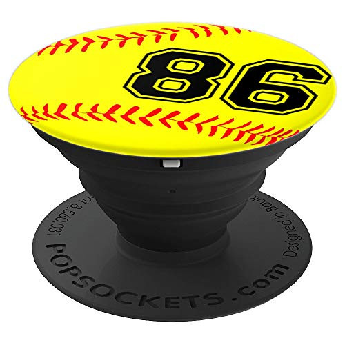Softball Jersey Number  86 Eighty Six No 86 Game Play Fun PopSockets Grip and Stand for Phones and Tablets