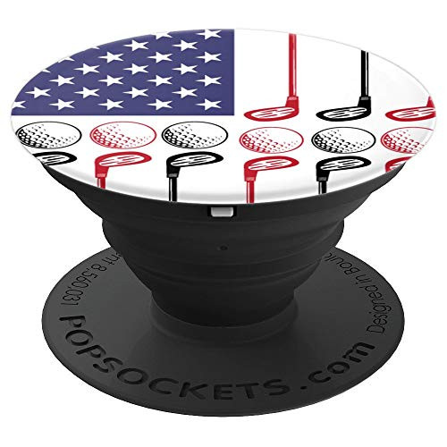Golf Ball Club Golfer American Flag Cool Sports Lover Gifts PopSockets Grip and Stand for Phones and Tablets