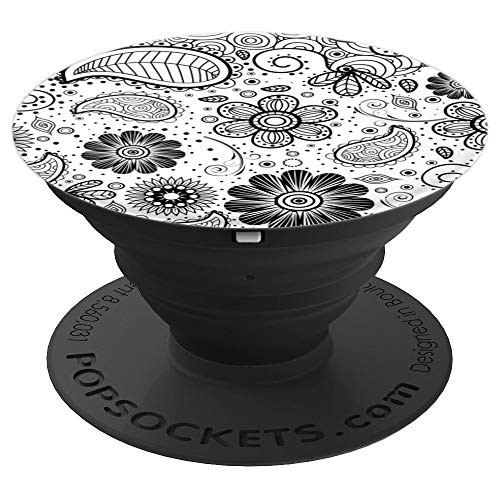 Cute Paisley Floral Pattern White Background Classic PopSockets Grip and Stand for Phones and Tablets