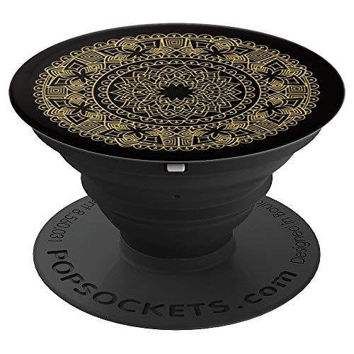 Mandala Positive Energy Peace Mandala Chakra Gold Ink PopSockets Grip and Stand for Phones and Tablets