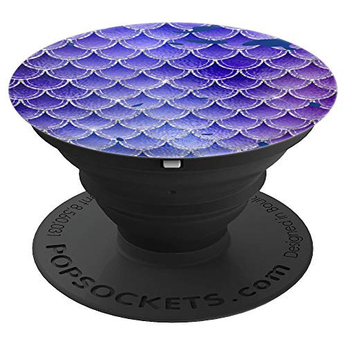 Mermaid Pattern Purple Minimalist Background Ocean Lovers PopSockets Grip and Stand for Phones and Tablets