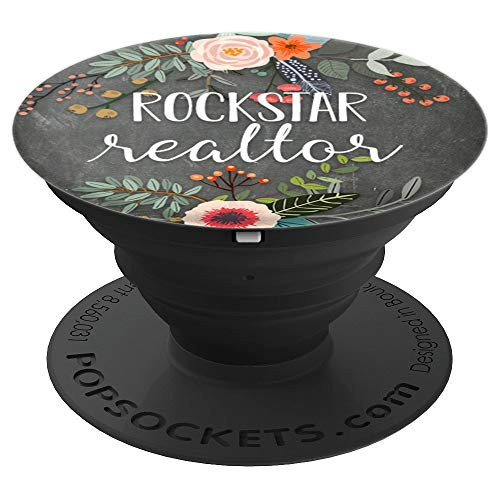 Rockstar Realtor   Cute Floral Real Estate Agent Gift PopSockets Grip and Stand for Phones and Tablets