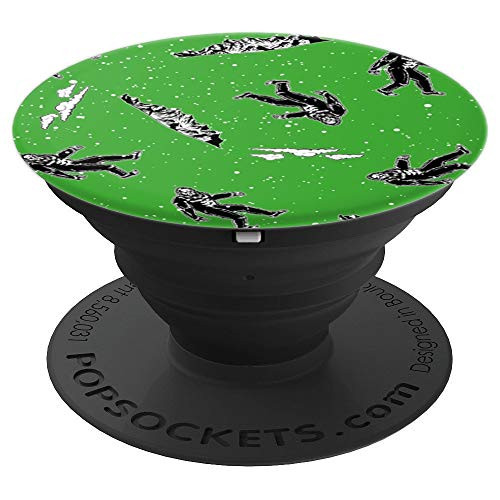 Bigfoot Mountains Pattern on a Green Background PopSockets Grip and Stand for Phones and Tablets