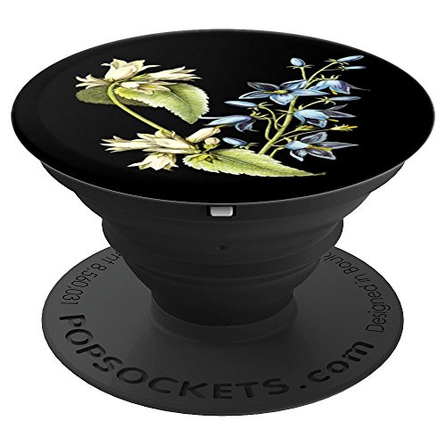 Campanula Bouquet Flower Floral Pretty Watercolor Black PopSockets Grip and Stand for Phones and Tablets