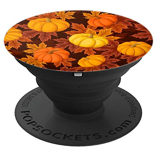 Halloween Pumpkin Autumn Fall Leaves Pattern Gift PopSockets Grip and Stand for Phones and Tablets