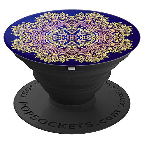 Mandala Symbol Ethnic Decorative Pattern Blue PopSockets Grip and Stand for Phones and Tablets