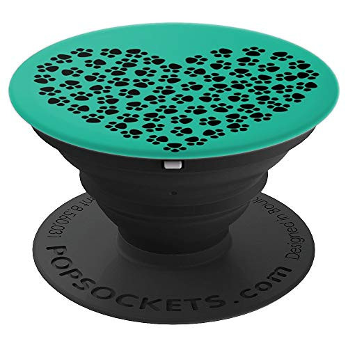 Cute Paw Print Heart with Aqua Background PopSockets Grip and Stand for Phones and Tablets Cute Paw Print Heart with Aqua Background PopSockets Grip and Stand for Phones and Tablets