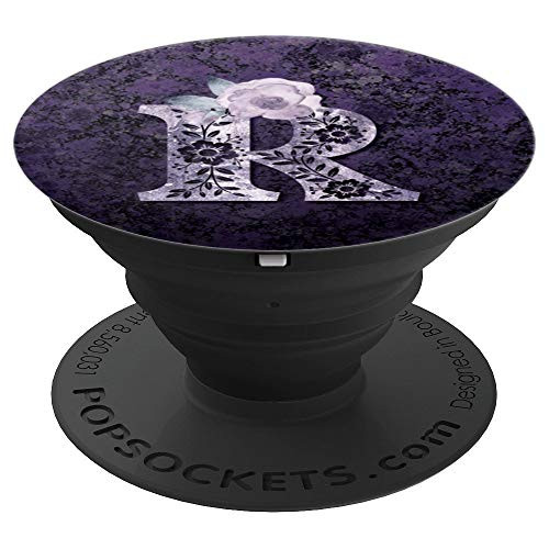 Pretty Purple Initial R Floral Mauve Rose Monogrammed Letter PopSockets Grip and Stand for Phones and Tablets