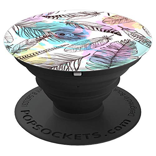 Colorful Feathers Pattern Aztec Watercolor Peacock Feather PopSockets Grip and Stand for Phones and Tablets Colorful Feathers Pattern Aztec Watercolor Peacock Feather PopSockets Grip and Stand for Phones and Tablets