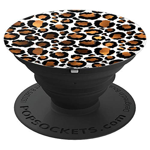 Golden Leopard Print with White Bronze Brown Black Spots PopSockets Grip and Stand for Phones and Tablets