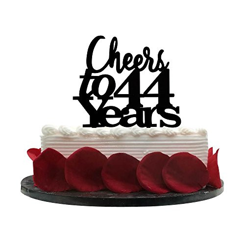 Cheers to 44 Years Cake Topper 44th Birthday, Wedding Anniversary, Retirement Party Bunting Sign Decorations Photo Props-Black