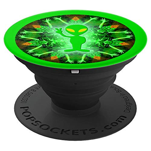 Peace sign alien on a background of alien arms PopSockets Grip and Stand for Phones and Tablets