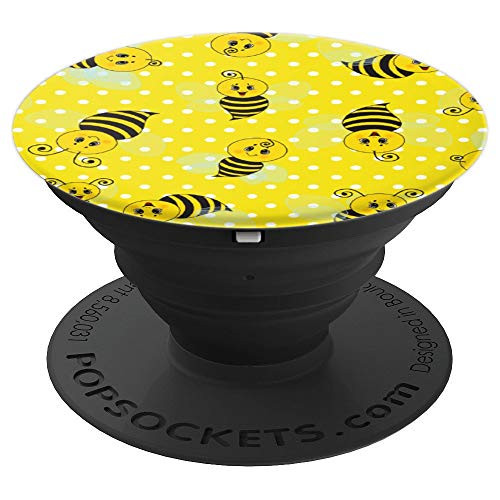 Yellow Background Cute Bees Everywhere PopSockets Grip and Stand for Phones and Tablets Yellow Background Cute Bees Everywhere PopSockets Grip and Stand for Phones and Tablets