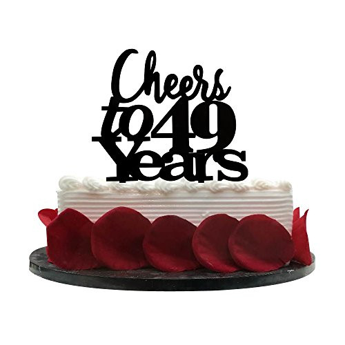 Cheers to 49 Years Cake Topper 49th Birthday, Wedding Anniversary, Retirement Party Bunting Sign Decorations Photo Props-Black