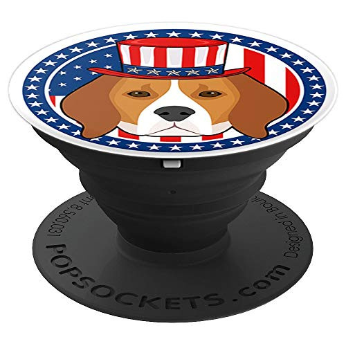 Beagle Dog 4th of July American Flag Patriotic Dogs PopSockets Grip and Stand for Phones and Tablets