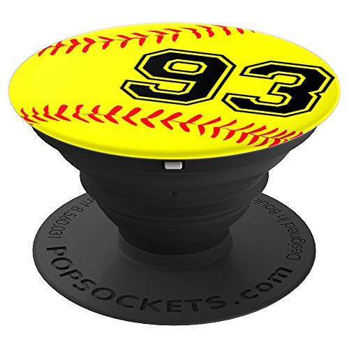 Softball Jersey Number  93 Ninety Three No 93 Game Play Fun PopSockets Grip and Stand for Phones and Tablets