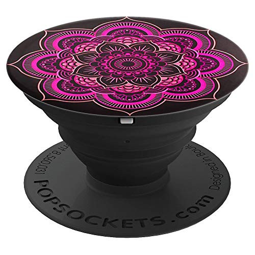 Red Brown Background Rose Red Laminated Mandala PopSockets Grip and Stand for Phones and Tablets