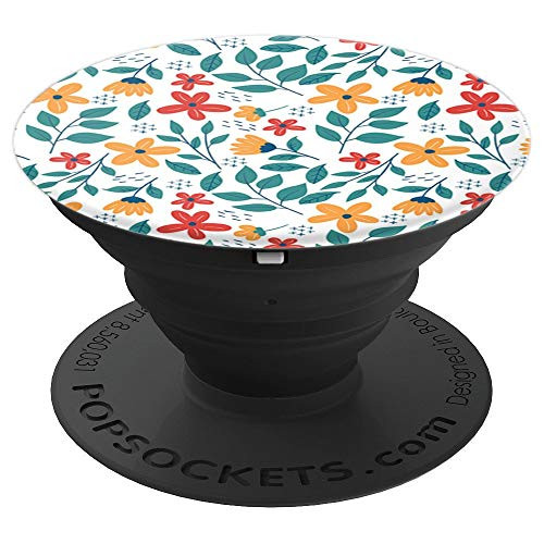 Red and Yellow Floral Pattern for Flowers Lovers Cute Gift PopSockets Grip and Stand for Phones and Tablets