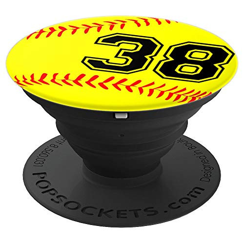 Softball Jersey Number  38 Thirty Eight No 38 Game Play Fun PopSockets Grip and Stand for Phones and Tablets