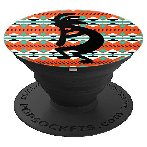 Kokopelli Orange Teal Decorative Native American Pattern PopSockets Grip and Stand for Phones and Tablets