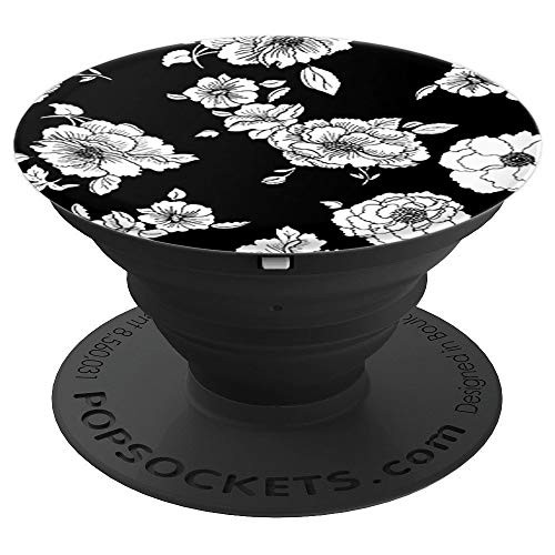 Botanical Floral Flowers White Black Background Simple PopSockets Grip and Stand for Phones and Tablets Botanical Floral Flowers White Black Background Simple PopSockets Grip and Stand for Phones and Tablets