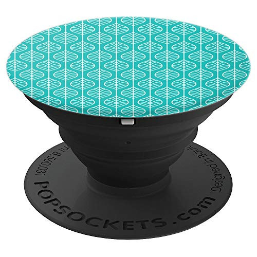 Turquoise Decorative Leaves Design PopSocket PopSockets Grip and Stand for Phones and Tablets