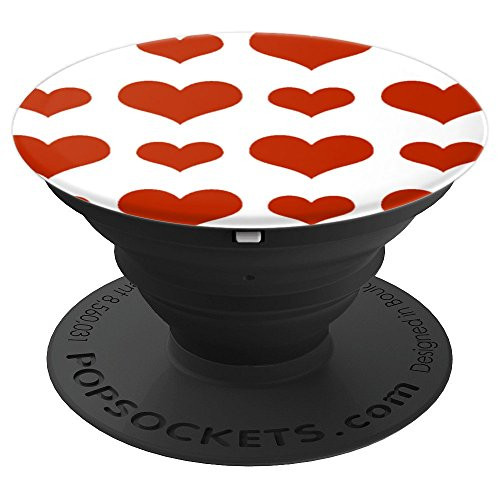 Red Hearts with White Background PopSockets Grip and Stand for Phones and Tablets