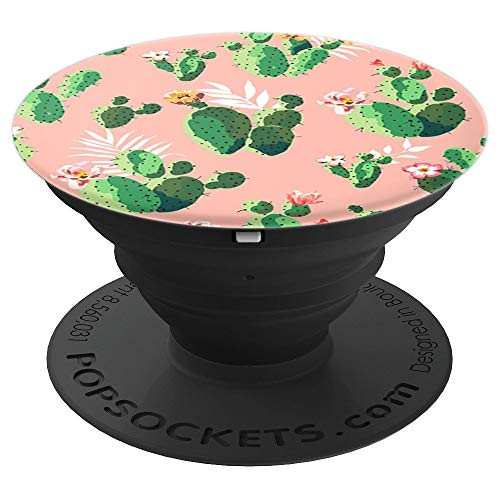 Cute Cactus Flowers Pink Red on Pink Background Nice Pattern PopSockets Grip and Stand for Phones and Tablets