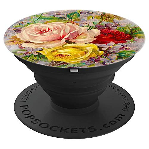 Vintage Retro Roses Shabby Chic Garden Romantic PopSockets Grip and Stand for Phones and Tablets