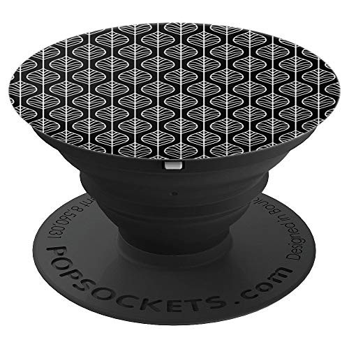 Black Decorative Leaves Design PopSocket PopSockets Grip and Stand for Phones and Tablets