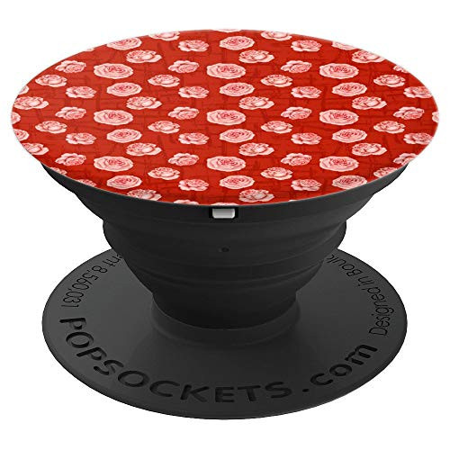 Red Roses Red Background Pattern PopSockets Grip and Stand for Phones and Tablets