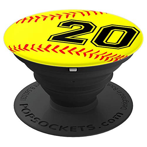 Softball Jersey Number  20 Twenty No 20 Game Play Fun PopSockets Grip and Stand for Phones and Tablets Softball Jersey Number  20 Twenty No 20 Game Play Fun PopSockets Grip and Stand for Phones and Tablets