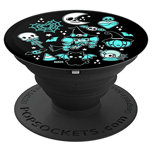 Halloween Doodle Vintage Witchy Magical Pastel Goth Aqua PopSockets Grip and Stand for Phones and Tablets