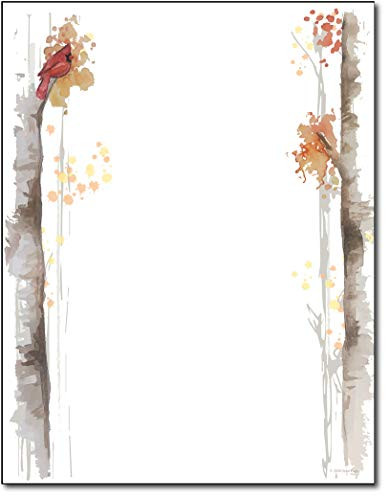 Fall Birch Stationery Paper   80 Sheets Autumn Letterhead